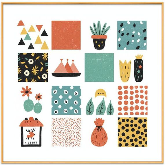 Quadro decorativo a griglia con cornice in lega di alluminio, stampa su richiesta, dimensioni: 90x90 cm