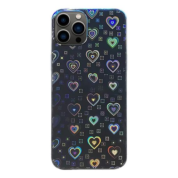 Per iPhone 13 Pro Max Adesivo Trasparente Colorato Pellicola Posteriore per Telefono con Pellicola Laterale (Cuori)