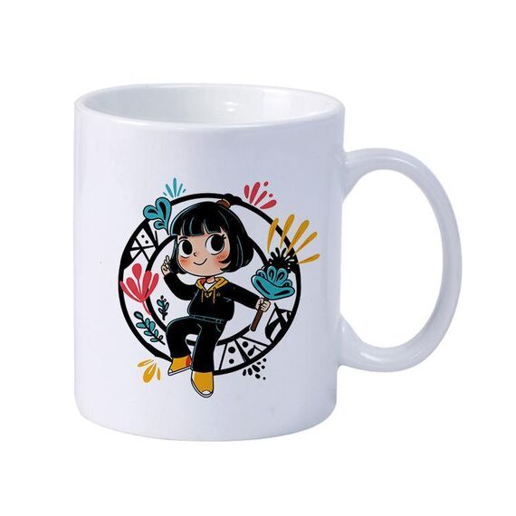 Tazza da latte in ceramica bianca semplice stampata da ragazza Tazza da acqua Stampa su richiesta