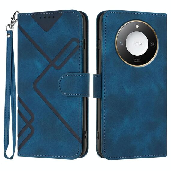 Per Honor X60 / X9c Smart Line Pattern Custodia in pelle con motivo Skin Feel (blu reale)
