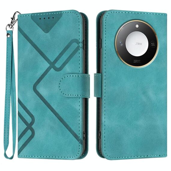 Per Honor X60 / X9c Smart Line Pattern Custodia in pelle con motivo Skin Feel (azzurro chiaro)