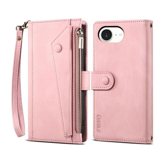 Per iPhone 16e ESEBLE Retro Frosted RFID Flip Custodia in pelle per telefono (oro rosa)