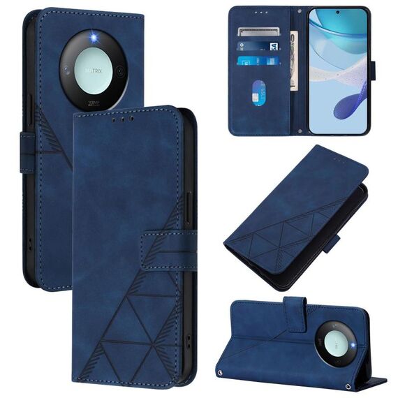 Per Honor X9C Smart Global Crossbody Custodia per telefono in pelle con stampa 3D (blu)