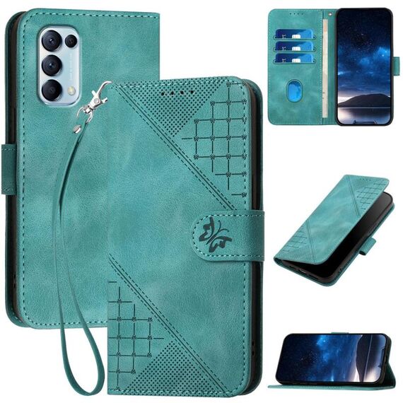 Per OPPO Reno5 4G / 5G / Find X3 Lite Custodia in pelle con motivo a farfalla in rilievo con cordino (azzurro chiaro)