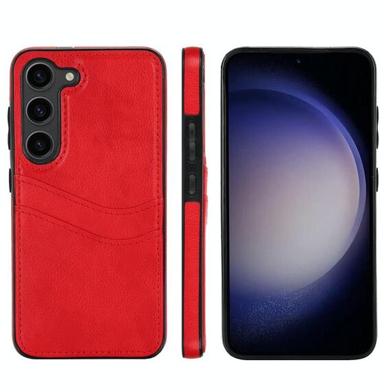 Per Samsung Galaxy S25+ 5G Custodia per telefono in pelle Litchi con slot per schede (rosso)