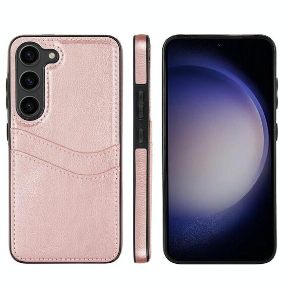 Per Samsung Galaxy S25+ 5G Custodia per telefono in pelle Litchi con slot per schede (oro rosa)