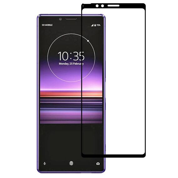 Per Sony Xperia 1 Pellicola in vetro temperato per schermo intero in alluminio con stampa serigrafica