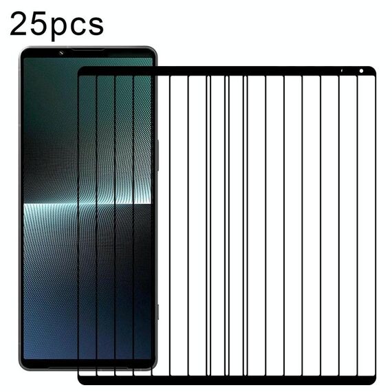 Per Sony Xperia 1 V 25 pezzi Pellicola in vetro temperato per schermo intero in alluminio ad alta stampa serigrafica