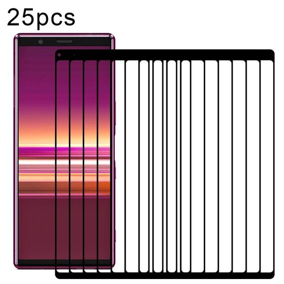 Per Sony Xperia 5 25 pezzi Pellicola in vetro temperato per schermo intero in alluminio ad alta resistenza con stampa serigrafica