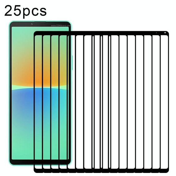 Per Sony Xperia 10 IV 25 pezzi Pellicola in vetro temperato per schermo intero in alluminio ad alta stampa serigrafica
