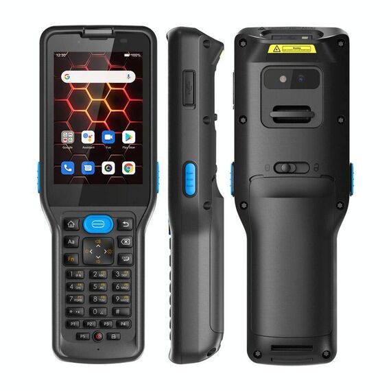 UNIWA V350 Lettore di codici a barre 2D portatile robusto, 4 GB + 64 GB, 3,5 pollici Android 12 Mediatek MT6761 Quad Core, tastiera T9, NFC, rete: 4G, spina: spina AU (nero)