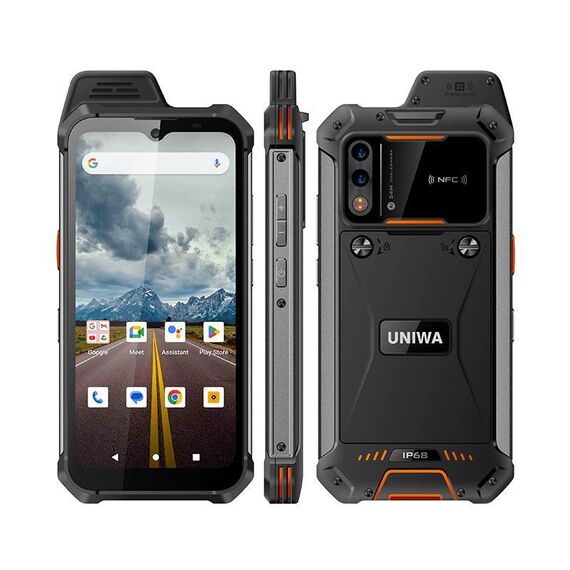UNIWA W999 Telefono robusto, 8 GB + 128 GB, 6,3 pollici Android 13 Mediatek MT6789 Helio G99 Octa Core, NFC, Rete: 4G, Spina: Spina AU (nero arancione)