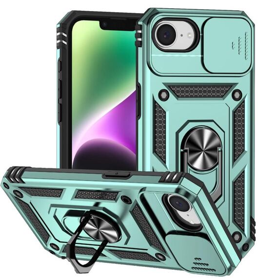 Per iPhone 16e Custodia per telefono con supporto scorrevole Camshield (verde scuro)