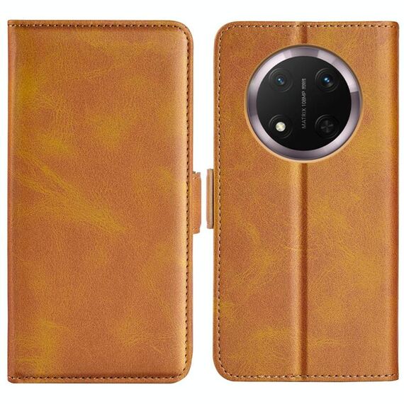 Custodia per telefono in pelle con chiusura magnetica orizzontale a doppio lato per Honor X9c (giallo)