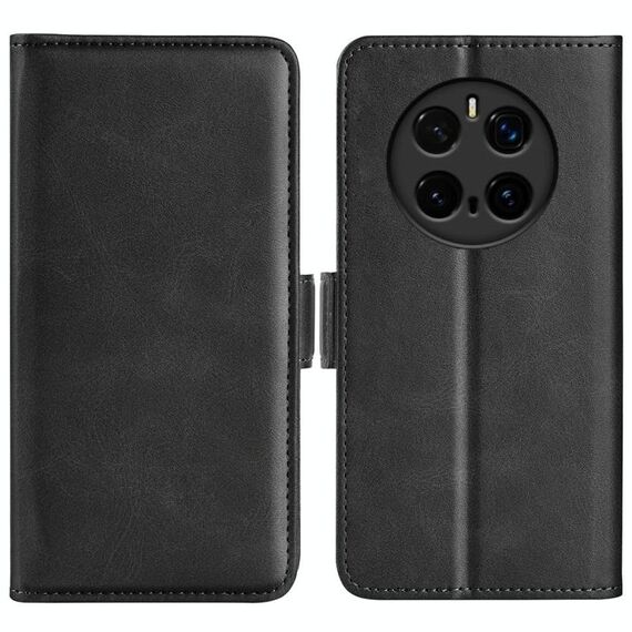 Custodia per telefono in pelle con chiusura magnetica orizzontale a doppio lato per Honor Magic7 Pro (nera)
