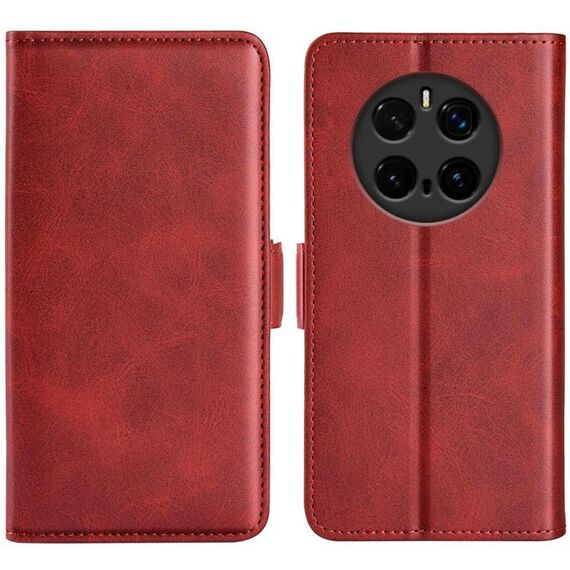 Custodia per telefono in pelle con chiusura magnetica orizzontale a doppio lato per Honor Magic7 Pro (rosso)