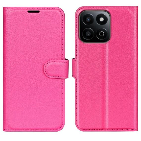 Custodia per telefono in pelle con flip orizzontale Smart Litchi Texture per Honor 200 con supporto (rosso rosa)