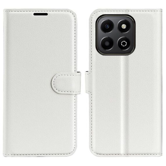 Custodia per telefono in pelle con supporto orizzontale a flip Litchi Texture per Honor X6b (bianco)
