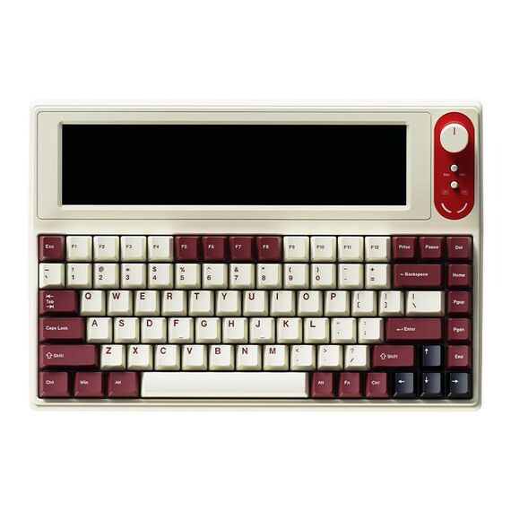Tastiera meccanica Ajazz AKP846 cablata con schermo a colori da 10,1 pollici, programmazione driver personalizzato, tastiera da gioco (rosso bianco nero)
