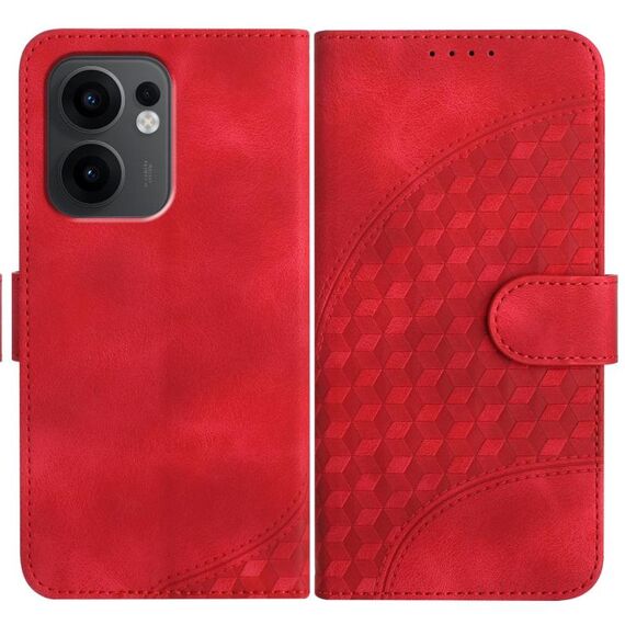 Per OPPO Reno13 F 4G / 5G Custodia in pelle con motivo a testa di elefante e cordino (rosso)