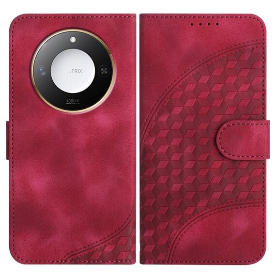 Per Honor X60 / X9c Smart Elephant Head Custodia in pelle con cordino (rosso rosa)