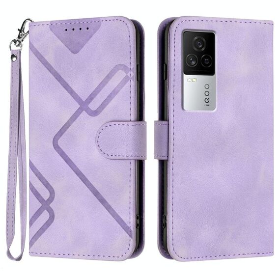 Per vivo iQOO 7 India / iQOO Neo5 Line Pattern Custodia in pelle per telefono (viola chiaro)
