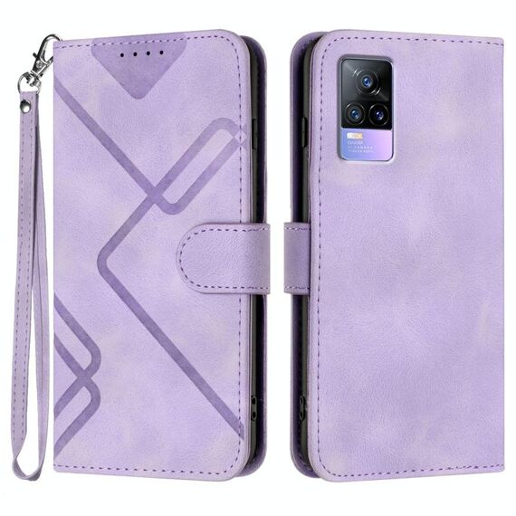 Per vivo V21e 4G / Y73 2021 Custodia in pelle con motivo a linee (viola chiaro)