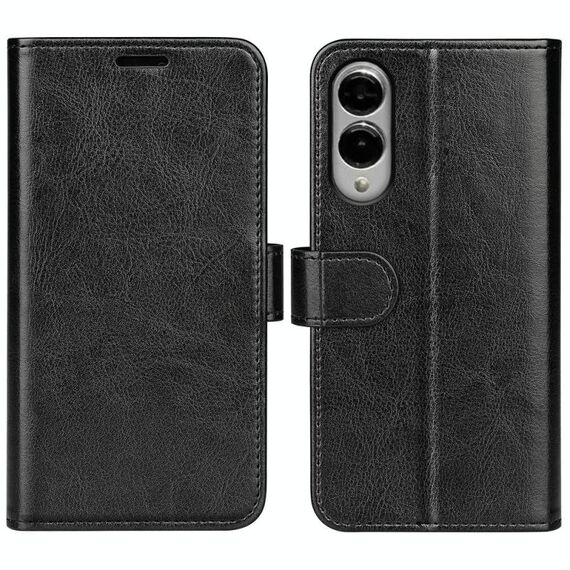 Per Samsung Galaxy S25 Edge 5G R64 Texture Custodia in pelle con flip orizzontale (nero)