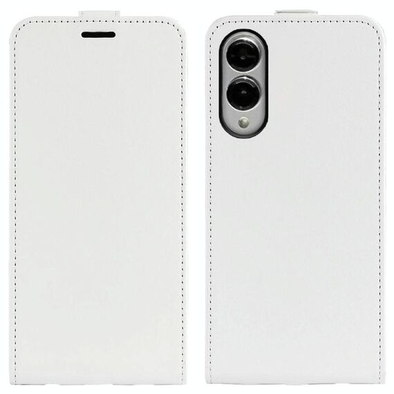 Per Samsung Galaxy S25 Edge 5G R64 Texture Custodia in pelle con flip verticale (bianco)