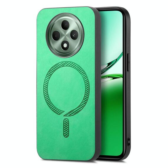 Per OPPO Reno12 F 5G Retro Magsafe Custodia per telefono con cover posteriore in PU magnetica (verde)