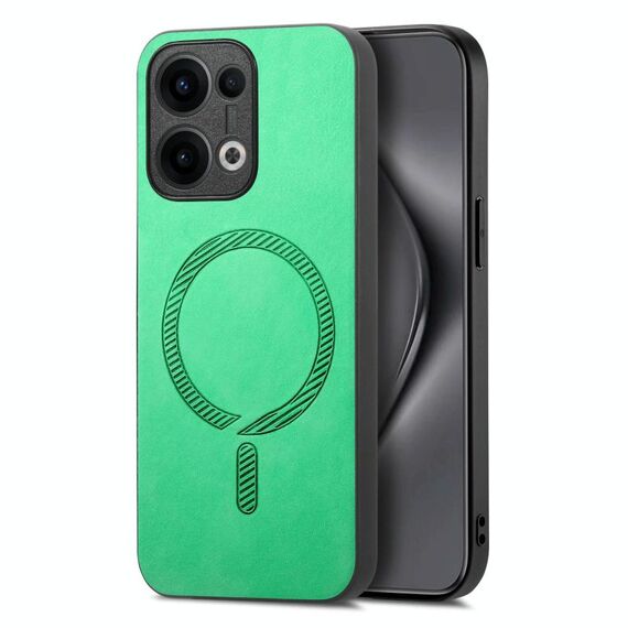 Per OPPO Reno13 Pro 5G Retro Magsafe Custodia per telefono con cover posteriore magnetica in PU (verde)