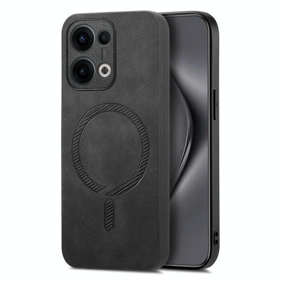 Per OPPO Reno13 Pro 5G Retro Magsafe Custodia per telefono con cover posteriore in PU magnetica (nero)