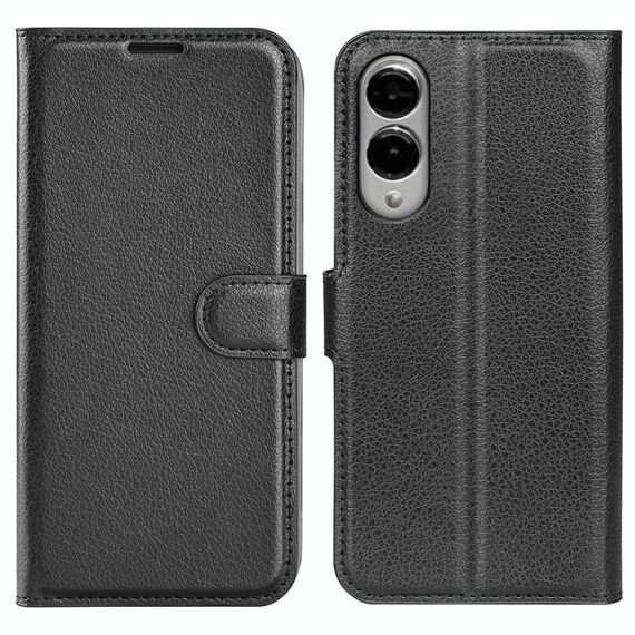 Per Samsung Galaxy S25 Edge 5G Custodia per telefono in pelle con texture Litchi orizzontale con supporto (nero)