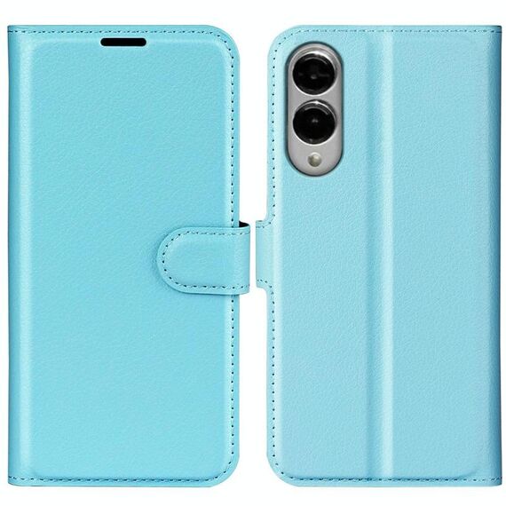 Per Samsung Galaxy S25 Edge 5G Custodia per telefono in pelle con texture Litchi orizzontale con supporto (blu)