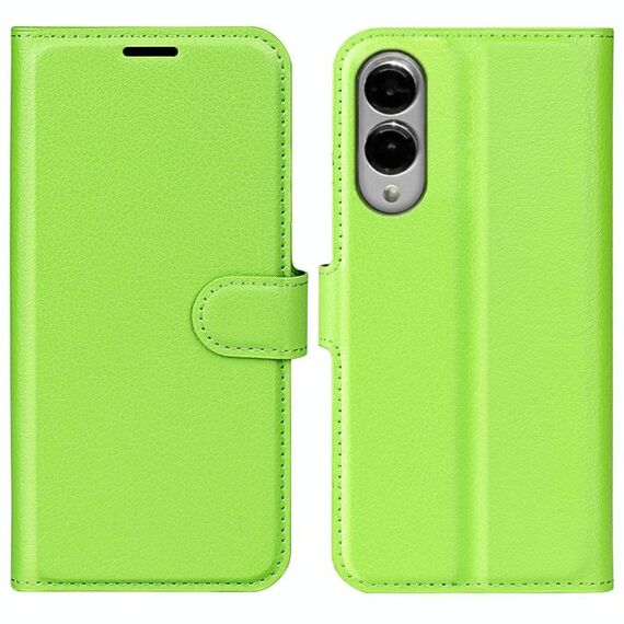 Per Samsung Galaxy S25 Edge 5G Custodia per telefono in pelle con texture Litchi orizzontale con supporto (verde)