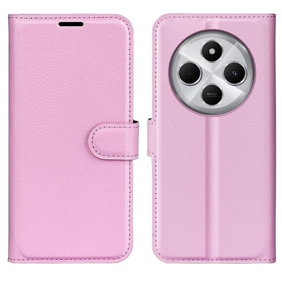 Per Xiaomi Redmi 14C 4G Custodia per telefono in pelle con texture Litchi orizzontale con supporto (rosa)
