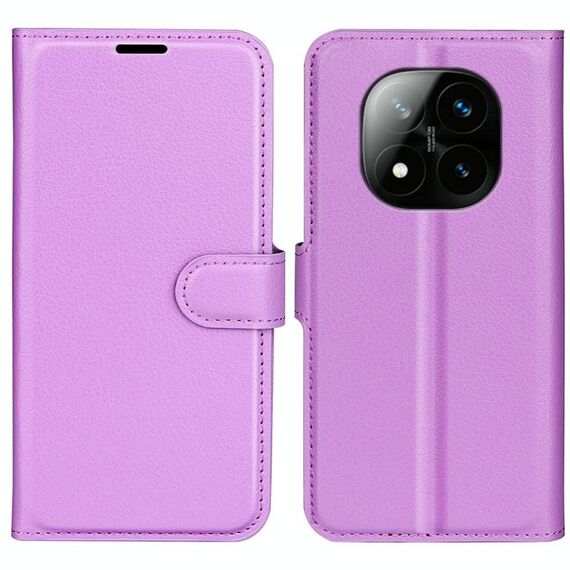 Per Xiaomi Redmi Note 14 Pro+ Custodia per telefono in pelle con texture Litchi orizzontale con supporto (viola)
