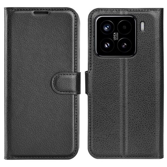 Per Xiaomi 15 Custodia per telefono in pelle con texture Litchi orizzontale con supporto (nero)