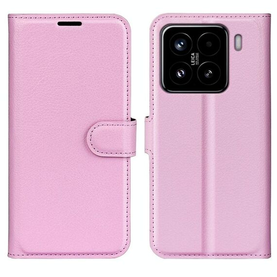 Custodia a libro orizzontale in pelle con supporto per Xiaomi 15 Litchi Texture (rosa)