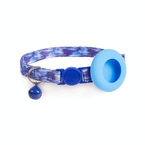 Per Airtag Tracker Custodia protettiva Collare per gatti Localizzatore GPS Custodia protettiva con campanello (sfumatura blu)