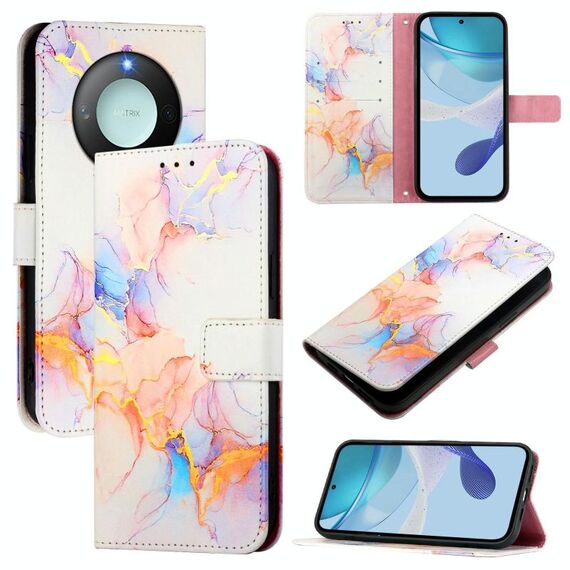Per Honor X9c Smart 5G PT003 Custodia in pelle con motivo marmo (marmo bianco)