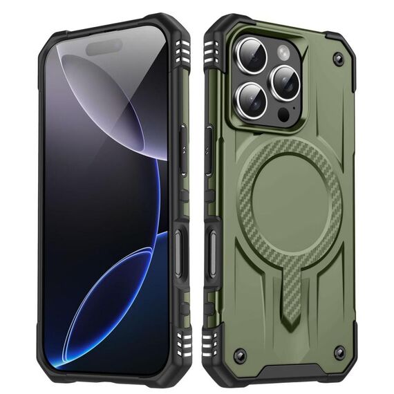 Per iPhone 16 Pro Straship MagSafe TPU Hybrid PC Phone Case (verde militare)