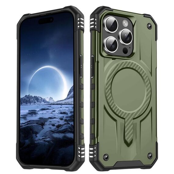 Per iPhone 15 Pro Max Straship MagSafe TPU Hybrid PC Phone Case (verde militare)