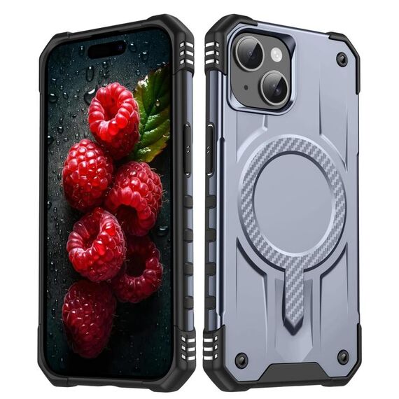 Per iPhone 15 Straship MagSafe TPU Hybrid PC Phone Case (grigio)