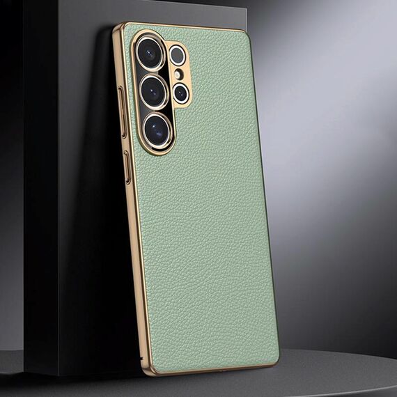 Per Samsung Galaxy S25 Ultra 5G Custodia per telefono in vera pelle per PC (verde)