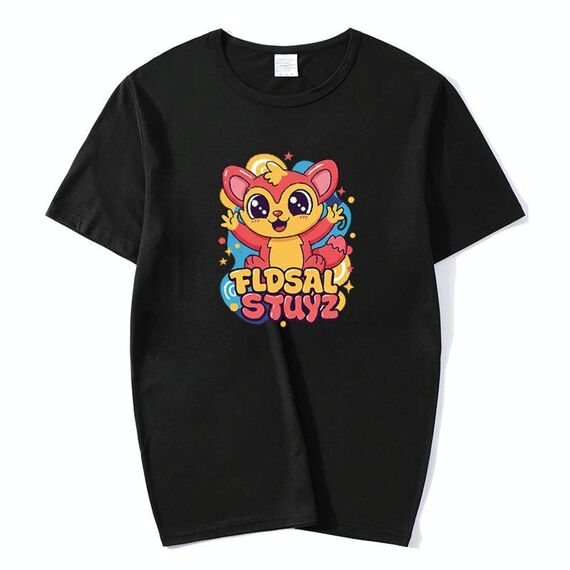Maglietta a maniche corte in modal con scollo rotondo stampato con elfo rosso, stampa su richiesta, taglia: XXXXL (nero)