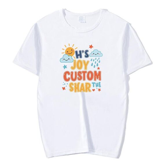 JOY CUSTOM T-shirt a maniche corte in modal con scollo tondo stampato, stampa su richiesta, taglia: S (bianco)