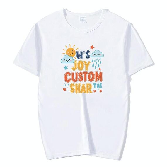 JOY CUSTOM T-shirt a maniche corte in modal con scollo tondo stampato, stampa su richiesta, taglia: L (bianco)