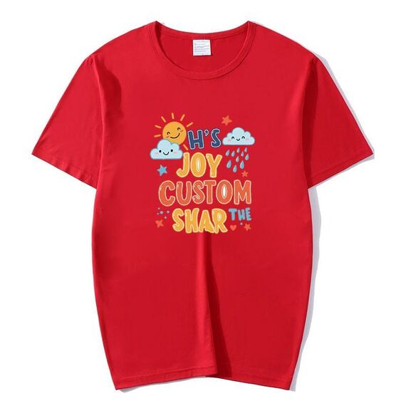 JOY CUSTOM T-shirt a maniche corte in modal con scollo tondo stampato, stampa su richiesta, taglia: L (rosso)