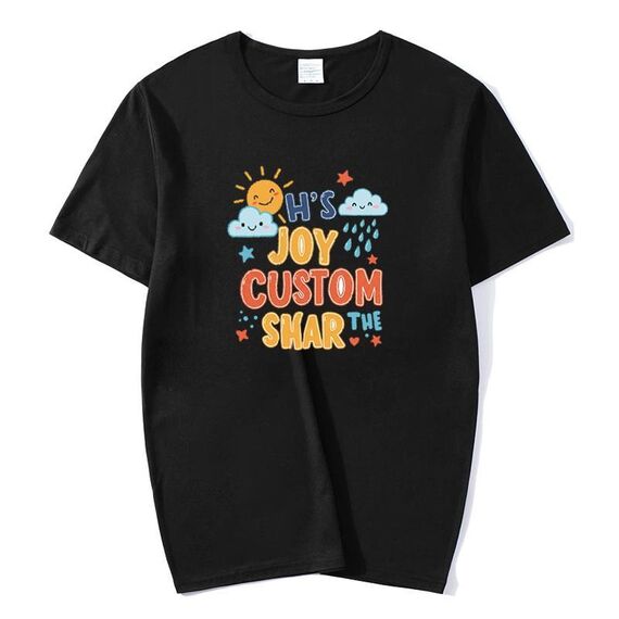 JOY CUSTOM T-shirt a maniche corte in modal con scollo tondo stampato, stampa su richiesta, taglia: XXXXL (nero)